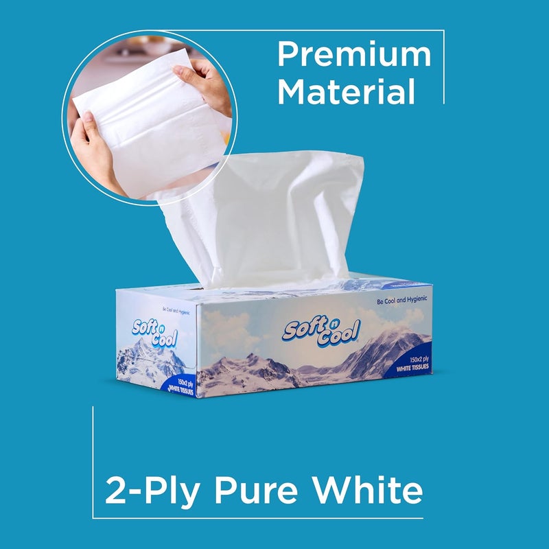 Soft n Cool Highly Absorbent Facial Tissues - 150 Sheets x 2 Ply, 5 Boxes - Image 4